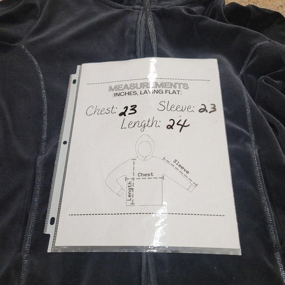 White Stag Velour Zip Up Jacket Women Sz L Black Funnel Neck Y2K Active Cozygoth - Picture 9 of 9